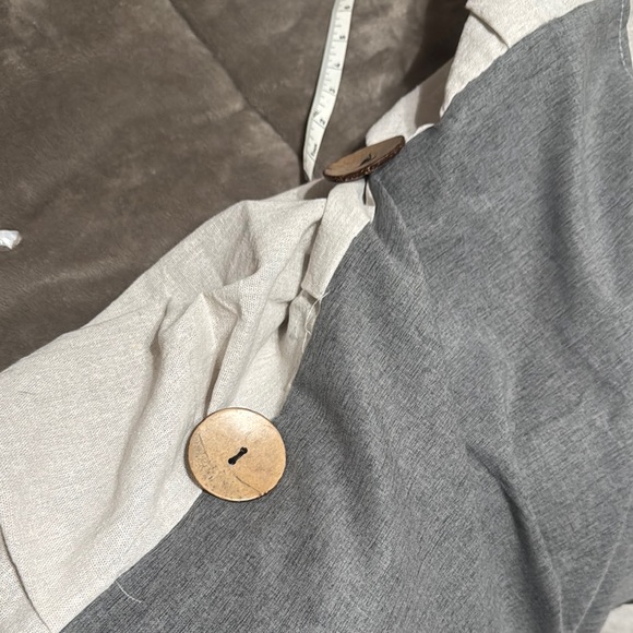 Tan and sage grey shower curtain - Picture 3 of 3